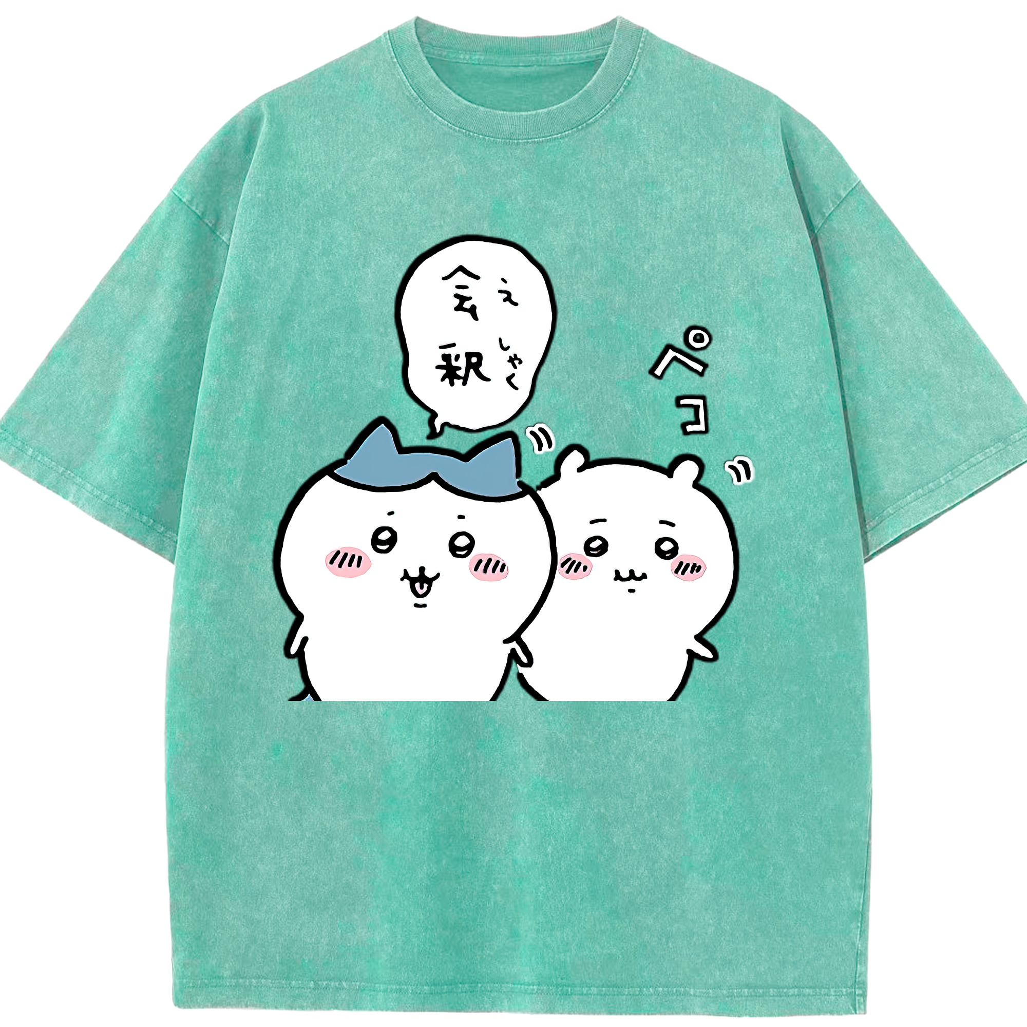 （画像用） ちいかわ ハチワレ Chii-kawa hachiware 綿100% ヴィンテージ風 半袖Tシャツ（フロントプリント）
